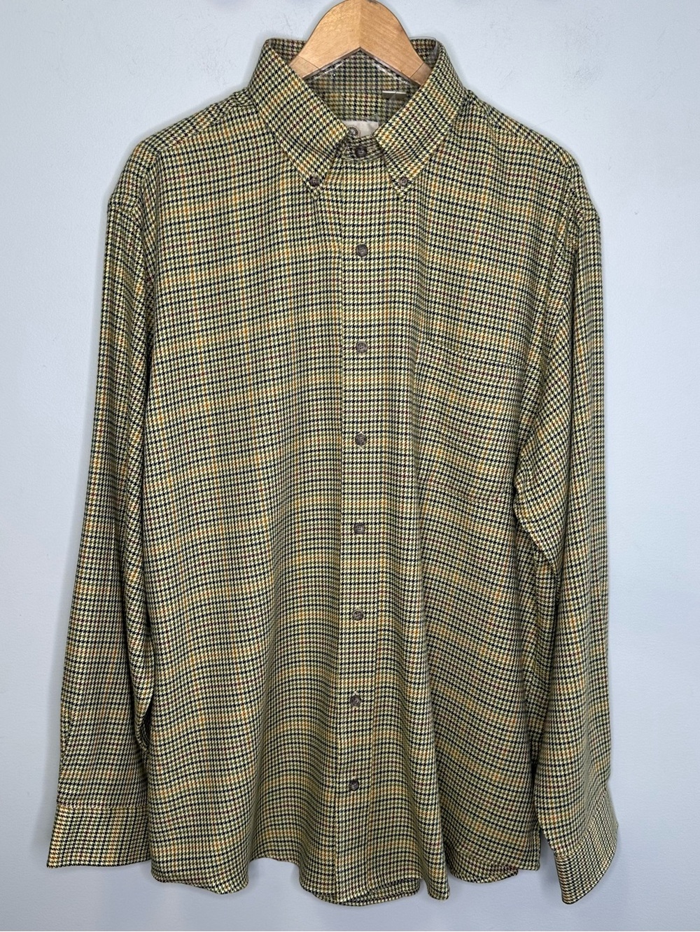 Viyella Men’s Multicolor Houndstooth Plaid Buttoned Up Cotton Wool Shirt